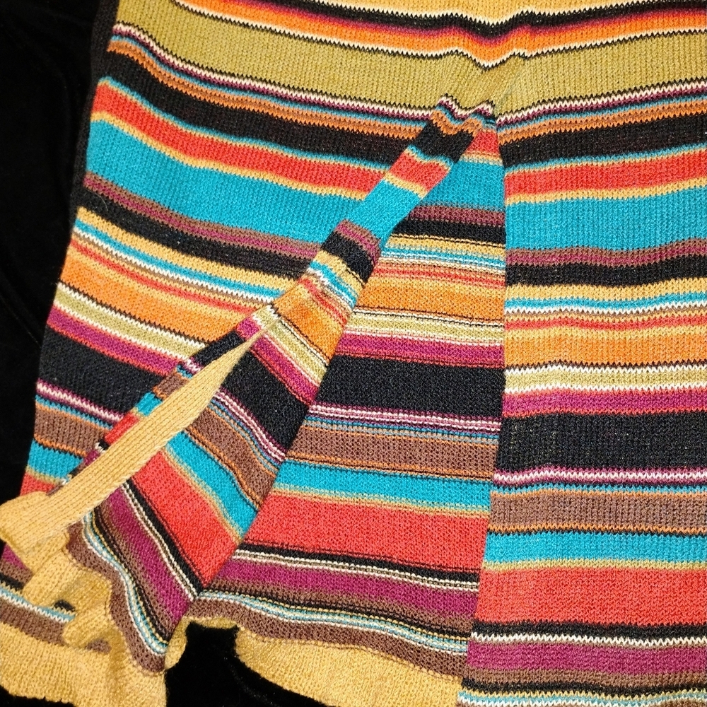 Women's Double-D Ranch Linen Nylon Southwestern Color Stripe Black Maxi Skirt XS - Picture 9 of 11